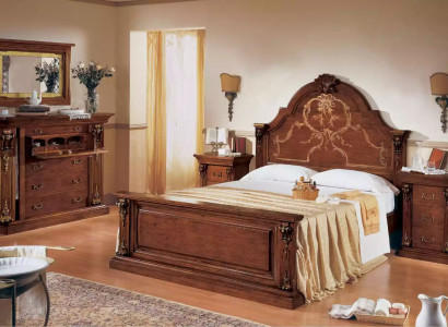 Klassisches Braunes Schlafzimmer Set Bett 2x Nachttische Kommode Set 5tlg